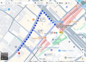中目黒駅の西口出口1から桂林堂薬局へのルート